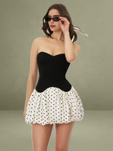 Dahliana Polka Dot Bubble Hem Corset Mini Dress