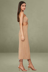 Gold Midi Dress Sleeveless