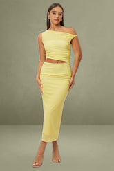 Yellow Maxi Mesh Bodycon Dress