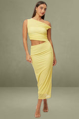 Yellow Maxi Mesh Bodycon Dress