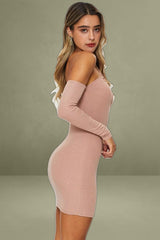 Brown Mini Dress Bodycon Halter Neck