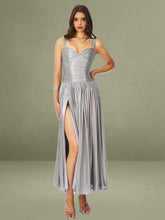 Palmer Silver Glitter Drop Waist Maxi Dress