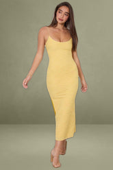 Yellow Bodycon Dress Sleeveless Midi