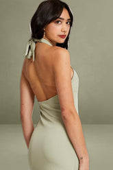 Green Mini Halter Neck Evening Dress