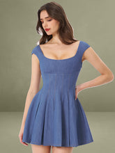 Sada Pleated Denim Mini Dress