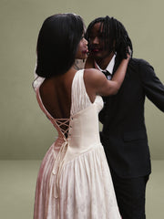 Sabrina Butter Yellow High Slit Jacquard Maxi Dress