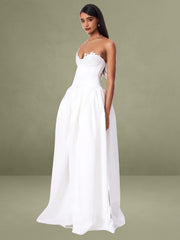 Naila Lace Trim Strapless Drop Waist Wedding Gown