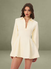 Obelia Off White Long Sleeve Polo Mini Dress