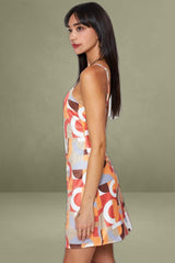 Print Mini Dress Satin