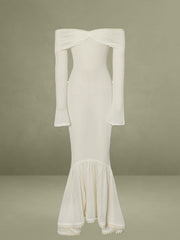 Kaedyn Off Shoulder Long Sleeve Crochet Mermaid Maxi Dress