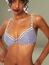 Gingham Lace Decoration Bikini Top