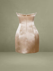 Paisley Pearl Trim Gold Sleeveless Mini Dress