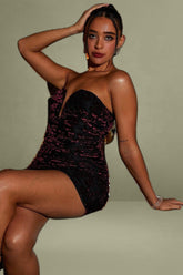 Bodycon Dress Strapless Ruched Burnt Out