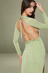 Green Bodycon Dress Long Sleeve Evening