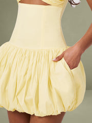 Umika Butter Yellow Bubble Hem Mini Dress