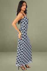 Multi Check Maxi Dress Sleeveless Bodycon Mess