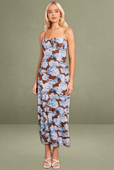 Multi Floral Bodycon Dress Singlet Midi