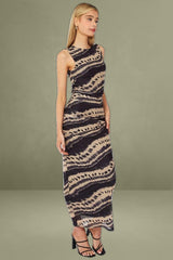 Multi Abstract Bodycon Dress Sleeveless Mesh