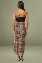 Brown Animal Print Bodycon Dress Mesh