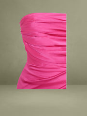 Perrin Fuchsia Pink Feather Dress High Slit Gown