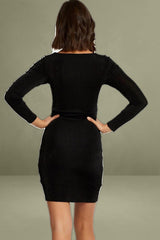 Black Slinky Jersey Twist Front Dress