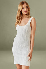 White Mini Dress Square Neck Knit