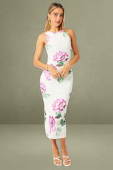 Multi-Flowered Sleeveless Bodycon Dress