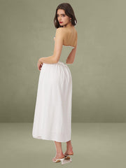 Quadiya Smock Top Strapless Drop Waist Midi Dress