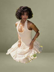 Idella Yellow Gingham U Neck Midi Dress