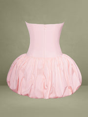Pink Corset Strapless Bubble Hem Mini Dress