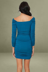 Blue Bodycon Dress Off Shoulder Mini