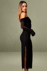 Black Bodycon Dress Off Shoulder Lace