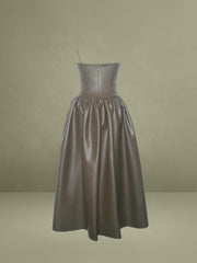 Cocoa Vegan Leather Drop Waist Maxi Dress