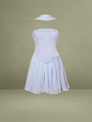 Valentina Baby Blue Boned Curve Edge Peplum Mini Dress