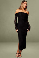 Black Bodycon Dress Off Shoulder Lace