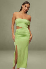 Green One-Shoulder Maxi Bodycon Dress