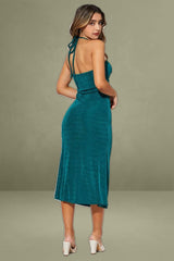 Green Midi Dress Keyhole