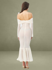 Kaedyn Off Shoulder Long Sleeve Crochet Mermaid Maxi Dress