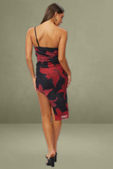 Black Floral One-Shoulder Bodycon Dress