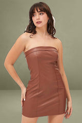Brown Bodycon Dress Sleeveless Mini