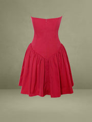 Sacha Red Lace Drop Waist Corset Puffy Mini Dress