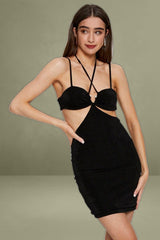 Black Mini Dress Halter Neck
