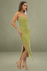 Green Bodycon Dress Sleeveless Midi