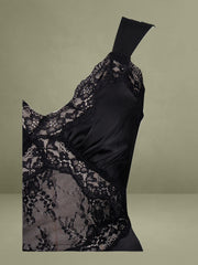 Black Satin and Lace Maxi Dress