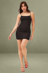 Black Mini Dress Cotton Sateen