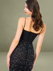 Jimena Crystal Embellished Back Slit Maxi Dress