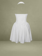 Hailey White Embroidered Collared Halter Drop Waist Mini Dress