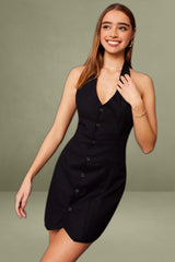 Black Halter Neck Mini Dress