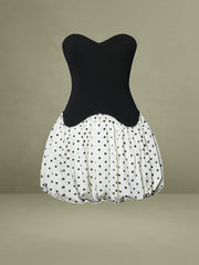 Dahliana Polka Dot Bubble Hem Corset Mini Dress