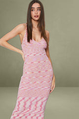 Pink Knit Midi Dress